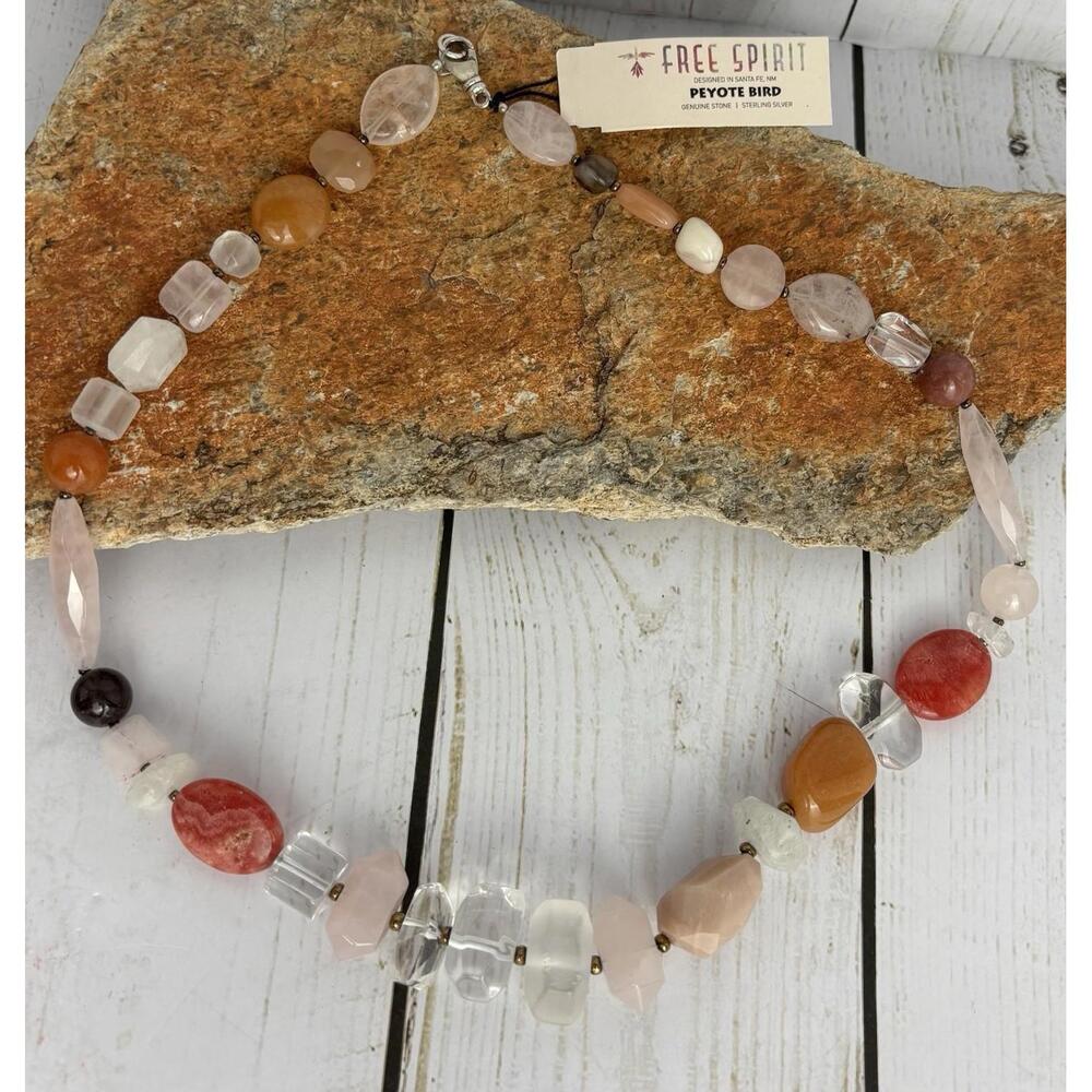 Peyote Bird Rhodochosite Calcite Jasper Quartz Sterling J177